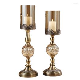 Candle Holders American Candlestick Metal Nordic Luxury Crystal Holder Craft Ornament Wedding Centerpieces Gold Retro Candelabra Gift