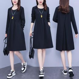 Casual Dresses Large Size Ladies' Fat Women Loose Of Fund 2023 Autumn Fashion Long Sleeve Dress