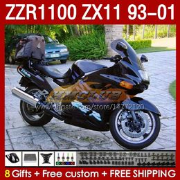 Bodys Kit For KAWASAKI NINJA ZX-11 R ZZR1100 ZX-11R ZZR 1100 CC ZX11 ZX 11 R 11R 165No.43 ZX11R 93 94 95 96 01 ZZR-1100 1997 1998 1999 2000 2001 OEM Full Fairing black stock