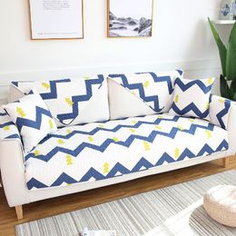 Chair Covers WLIARLEO Mediterranean Sofa Towel Cotton Slipcover Blue Striped Couch Shaped For Home Decoration