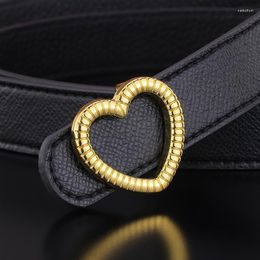 Belts Luxury Women Red Belt Love Buckle High Quality Genuine Leather 2.4CM Narrow Casual Lady Simplicity Fashion Ceinture Homme