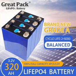 100% Full Capacity 3.2V 320Ah Deep Cycle Battery Cell LiFePO4 Rechargeable New Grade A Lithium Iron Phosphate with Busbar
