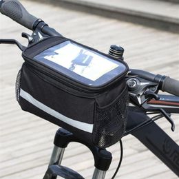 WaterprooF Road Bike Handlebar Bag Cycling Front Basket Pannier Frame Waterproof Bicycle Bags With Broader Reflective Strap1329K