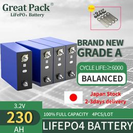 4PCS 3.2V 230Ah Rechargeable Brand New Grade A Battery Cell LiFePO4 Deep Cycle 100% Full Capacity Lithium Ion Power Bank