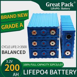 Home Energy Storage 32PCS 3.2V 200Ah Deep Cycle Lithium Ion Battery Cell LiFePO4 Rechargeable Grade A Solar Power Bank