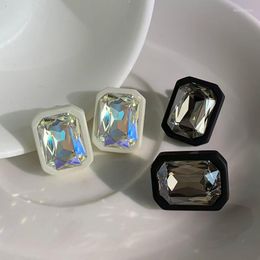 Stud Earrings AENSOA Black White Colour Square Big Crystal Unique 2023 Statement Trend Earring Geometric Party Jewellery Wholesale