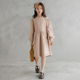 Girl Dresses Teen Girls Knitting Dress 2023 Autumn And Winter Korean Style Children Clothes Thickened Lantern Sleeve Kids Baby #6614