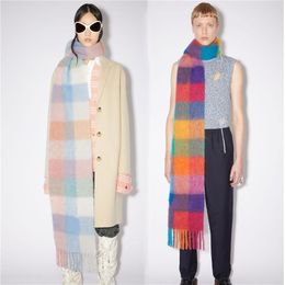 Scarves 2023autumn And Winter Family Rainbow Color Plaid Cashmere Imitation Women's Scarf Fashionable Tassel With Cold Proof Shaw