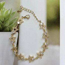 Link Bracelets 5PCS CZ Star Charm Women Party Jewellery Gold Plated Chain Geometric