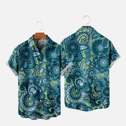 Men's Casual Shirts Men's Fashion Hawaiian 3d Printed Comfortable One Button Short Sleeve Beach Oversized Clothes 1