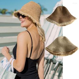 Berets Folding Straw Hat Handmade Women's Summer Outing Sun Visor Holiday Cool Seaside Beach Tide Hats Gorras Para Mujer