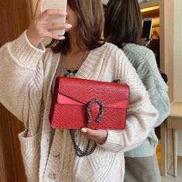Snake Small Leather Crossbody Bags For Women 2020 Animal Print Shoulder Messenger Bag Ladies Travel Purse Chain3114