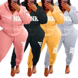 Plus Size Women Tracksuits Two Piece Pants Designer 2023 Autumn And Winter New Letter Printed Hooded Long Sleeved Suit XL-5XL Fall Clothes