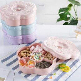 Plates 6 Compartment Plate Creative Household Flower Box Nut Fruit Candy Melon Seed Tray For Decoration Kitchen Dinnerware