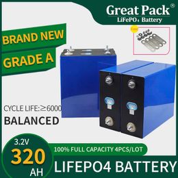 100% Full Capacity 4PCS 3.2V 320Ah Brand New Grade A LiFePO4 Battery Cell Rechargeable Deep Cycle Lithium Ion Energy Storage