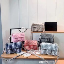 Designer kids Princess Handbags fashion letter houndstooth Children one shoulder bags winter Chain Messenger Bag F1531