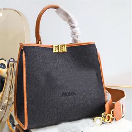 Large Capacity Package Shopping Bag Fashion Letter Canvas Handbag Purse Removable Wide Braid Shoulder Strap Bags All-match Mom Tot178P