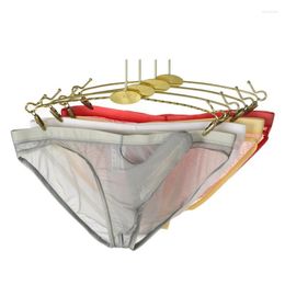 Underpants Men's Sexy Underwear Men Transparent Ice Silk Brief Man Bulge Pouch Panties Ultra Breathable Underpant Male Lingerie