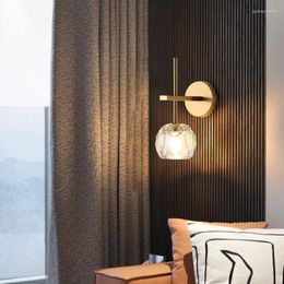 Wall Lamp Modern 1-Light Brass Gold And Crystal Light G9 LED Bulb Glass Sconces Fixture For Bedroom Living Room Hallway