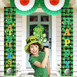 12x71 inch Happy St Patricks Day Door Banner Hanging Decorations for Front Door Wall Porch Sign Shamrock Polyester Customizable