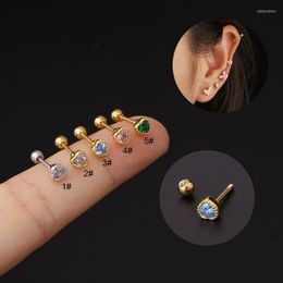 Stud Earrings 1Piece Zircon Mini Heart For Women 2023 Trend Jewelry Piercing Blue Green Teens Ear Cuff