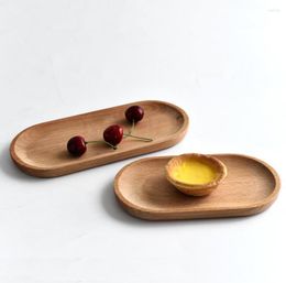 Plates Natural Living Solid Oval Beech Wood Tray Dish Cheese Sushi Snack Fruit Buffet Children Tableware Decorative Side Plate