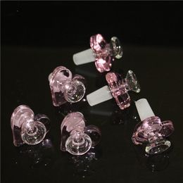 Hookah Glass Bowls pink heart shape Male Joint 14mm Glass Bongs bowl Piece Silicone Water Pipes Oil Rig dab straw burner