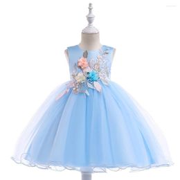 Girl Dresses 2023 Kids Evening Elegant Lace Appliques Flower Birthday Wedding Party Dress 3 10 Year Children Summer Clothes