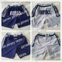 Basketball Shorts 1995-96 Georgetown University Hoyas Basketball Shorts With Pocket Zipper Sweatpants Men Navy Grey Breathable Pants