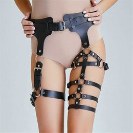 Sexspielzeug, Keuschheits-Leggings, Lederhose für erwachsene Frauen, mit Bindegürtel, Beinring, sexy