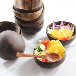 Bowls Internaul Natural Coconut Bowl Fruit Decoration Salad Noodle Wooden Rice Craft Creative