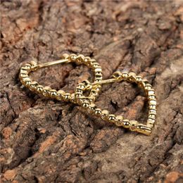 Hoop Earrings EYIKA Exquisite Peach Heart Pave Zircon Big For Women Gold Color Round Beads Huggie Earring Bijoux Femme Jewelry