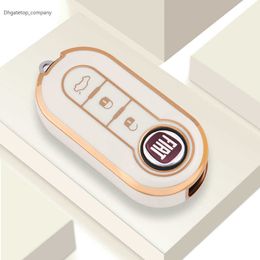 Promotion 3 Buttons TPU Gold Edge Car Flip Key Case Cover For Fiat Ducato 500 500L Panda Grande Punto Lancia Musa Accessories