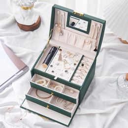 Storage Boxes Mirror Drawer Type Jewelry Box Multifunctional Light Luxury Necklace Earring