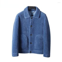 Men's Jackets 2023 Autumn Winter Men's Cotton Lapel Collar Lamb Wool Coat Fashion Casual Thickened Warm Jacket Luxury Clothes