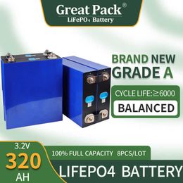 Brand New Grade A 8PCS 3.2V 320Ah Deep Cycle Battery Cell LiFePO4 Rechargeable 100% Full Capacity Lithium Ion Power Bank