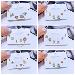 Stud Earrings MIGGA Trendy Mixed Design Gold Colour Plated Pack For Women Girls Cubic Zircon Jewellery