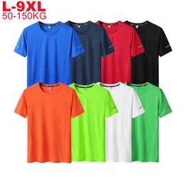 Men's T-Shirts Plus Size 6xl 7xl 8xl 9xl Summer Big Tops Tees Quick Dry Slim Fit T-shirt Men Sport Mesh Short Sleeve Oversized Men's T Shirts T230103
