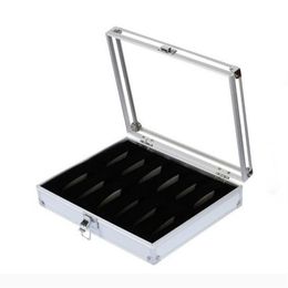 2021 whole Professional 12 Grid Slots Jewellery Watches Boxes Display Storage Square Box Case Aluminium Suede Inside Container O2808