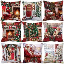 Pillow 45x45cm 2023 Year Merry Christmas Case Decorations For Home Xmas Cover Ornament Pillowcase