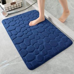 Carpets Pebble Embossed Bathroom Bath Mat Anti-Slip Carpet Washbasin Bathtub Side Floor Shower Room Door Memory Foam