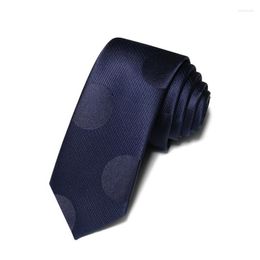 Bow Ties Luxury Dark Blue Jacquard Weave Striped For Men 5.5cm Slim Necktie Designer Narrow Mens Tie With High Quality Gift Box