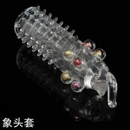 Extensions Sex toys sex products men's lengthened and thickened penis crystal wolf tooth elephant headgear V9O5