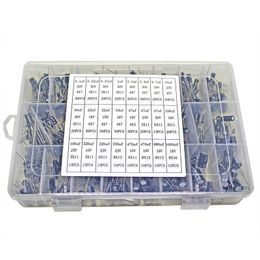 500Pcs/lot 0.1UF-1000UF 24Values Aluminium Electrolytic Capacitors 16-50V mix capacitor Assorted kit and storage box