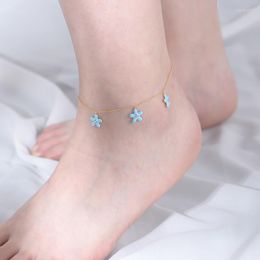 Anklets Bohemian 925 Sterling Silver Oil Drop Ankle Chain With Diamond Starfish Anklet Girls Summer Beach Footwear Jewelry For Women