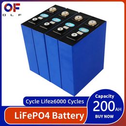 3.2V 200AH Rechargeable Lithium Iron Phosphate Cells 4/8/16/32PCS Lifepo4 Battery for DIY 12V 24V 48V Boat Golf Cart RV Forklift