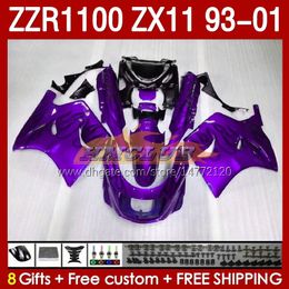 OEM Purple blk Full Body For KAWASAKI NINJA ZX-11 R ZZR-1100 ZX-11R ZX11R 93 94 95 96 01 165No.63 ZZR 1100 CC ZX11 ZX 11 R 11R ZZR1100 1997 1998 1999 2000 2001 Fairings Kit