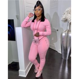 New Fall Winter Women Tracksuits Plus Size 2XL Sweatsuits Long Sleeve Hooded Jacket and Pants Two Piece Sets Casual Solid Outfits Black Sportswear Jogging suits 8692