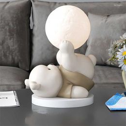 Floor Lamps Cute Bear Bedside Lamp Moon Night Light Christmas Gift Girlfriend Birthday Present Kid Study Led Bedroom Decor Table