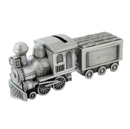 Train Money Bank Box Diecast Model Cars Piggy Banks Locomotive Loco Railway Alloy Coin Storage Case Engraving Kids Birthday Party Gift Favour